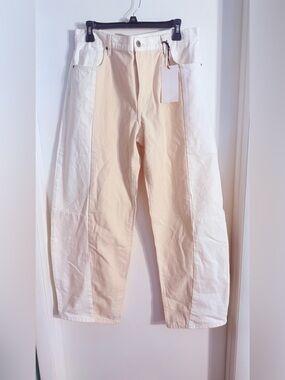 Zara ZW Collection Mid-Rise Patchwork Barrel Jeans  NWT
